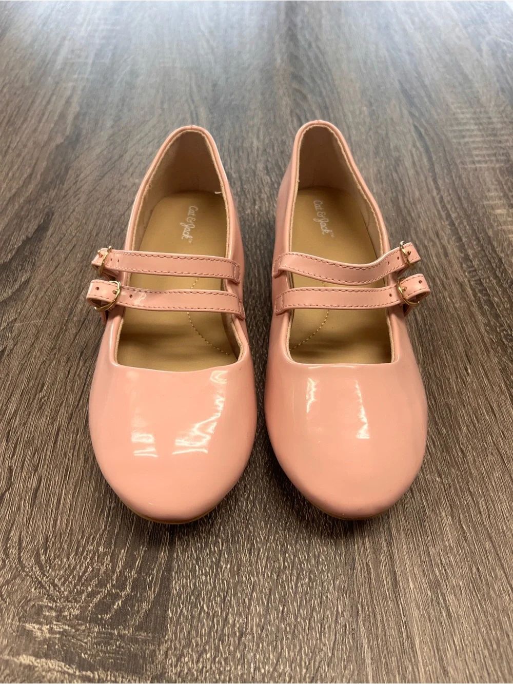 Cat & Jack Shiny Pink Double-Strap Mary Jane Flats